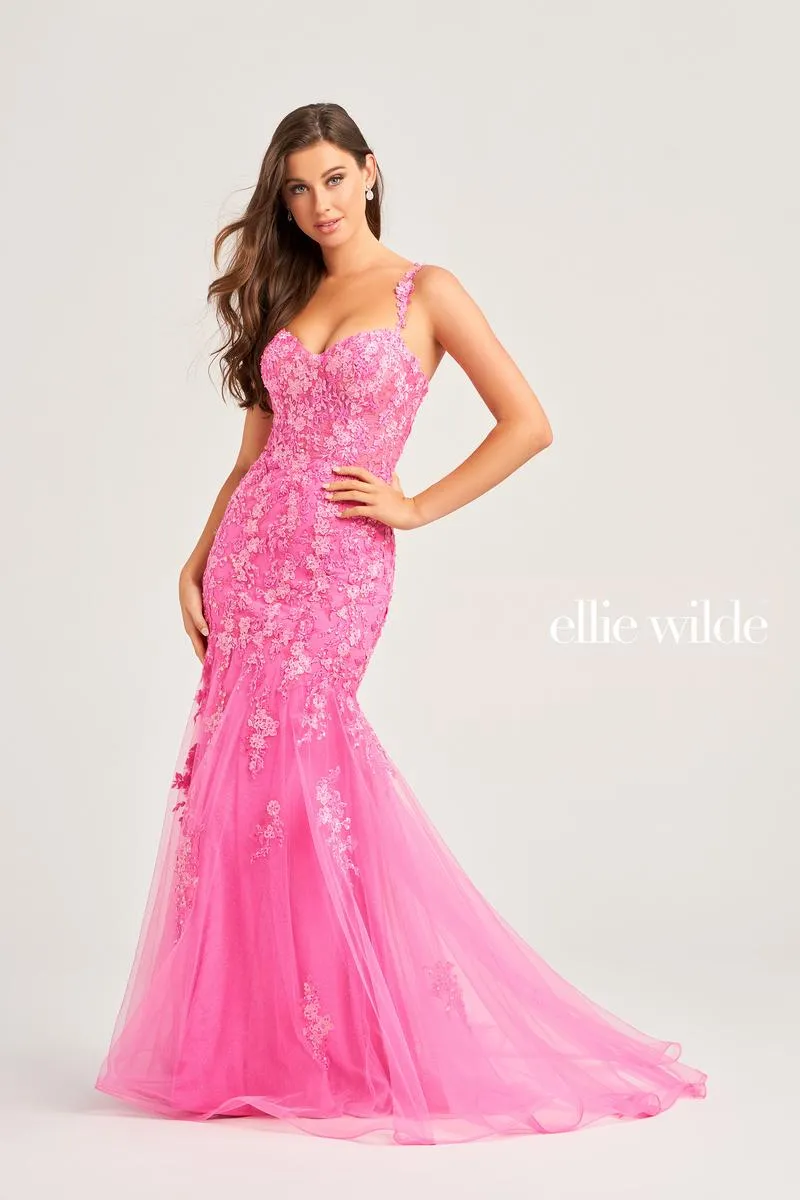 Ellie Wilde Fit and Flare Lace Prom Dress EW35238 sold by Terry costa product image thumbnail 5