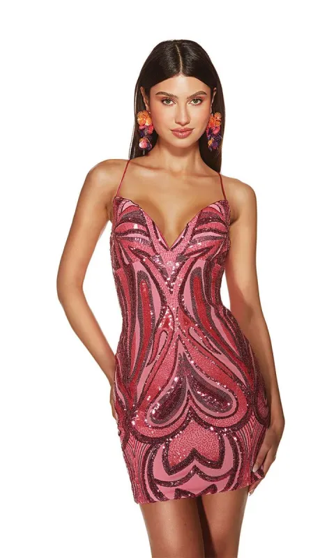 Alyce Paris V-Neck Swirl Homecoming Dress 4899 sold by Terry costa
