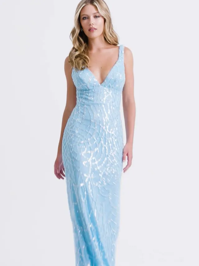 Faviana V-Neck Open Back Prom Dress 11086 sold by Terry costa