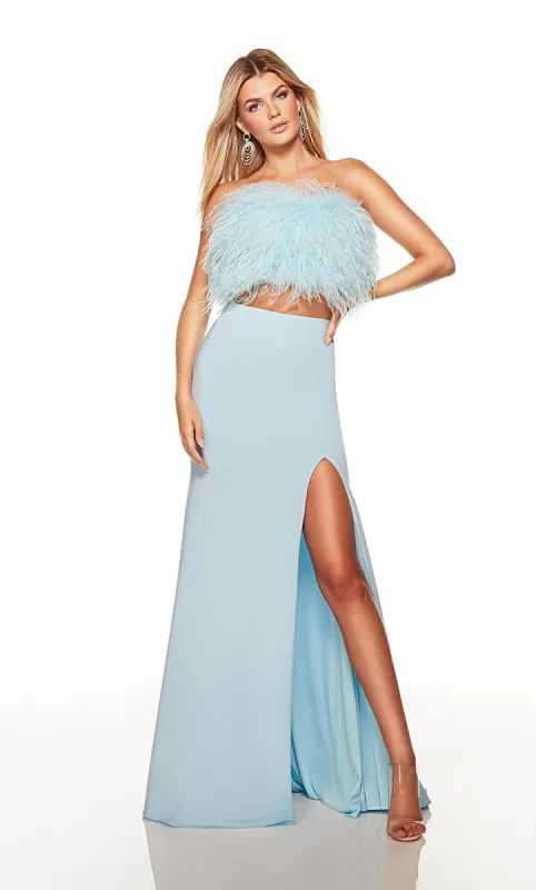 Alyce Two Piece Feather Dress 61458 made by Alyce Paris