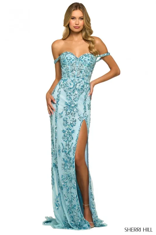 Sherri Hill Long Corset Beaded Dress 55445 sold by Terry costa