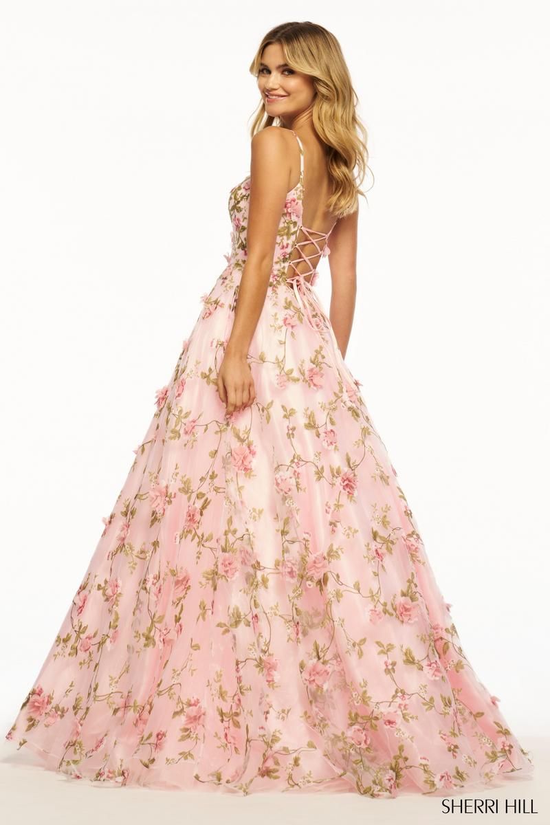 Sherri Hill 3D Floral Prom Dress 56107 sold by Terry costa product image thumbnail 2
