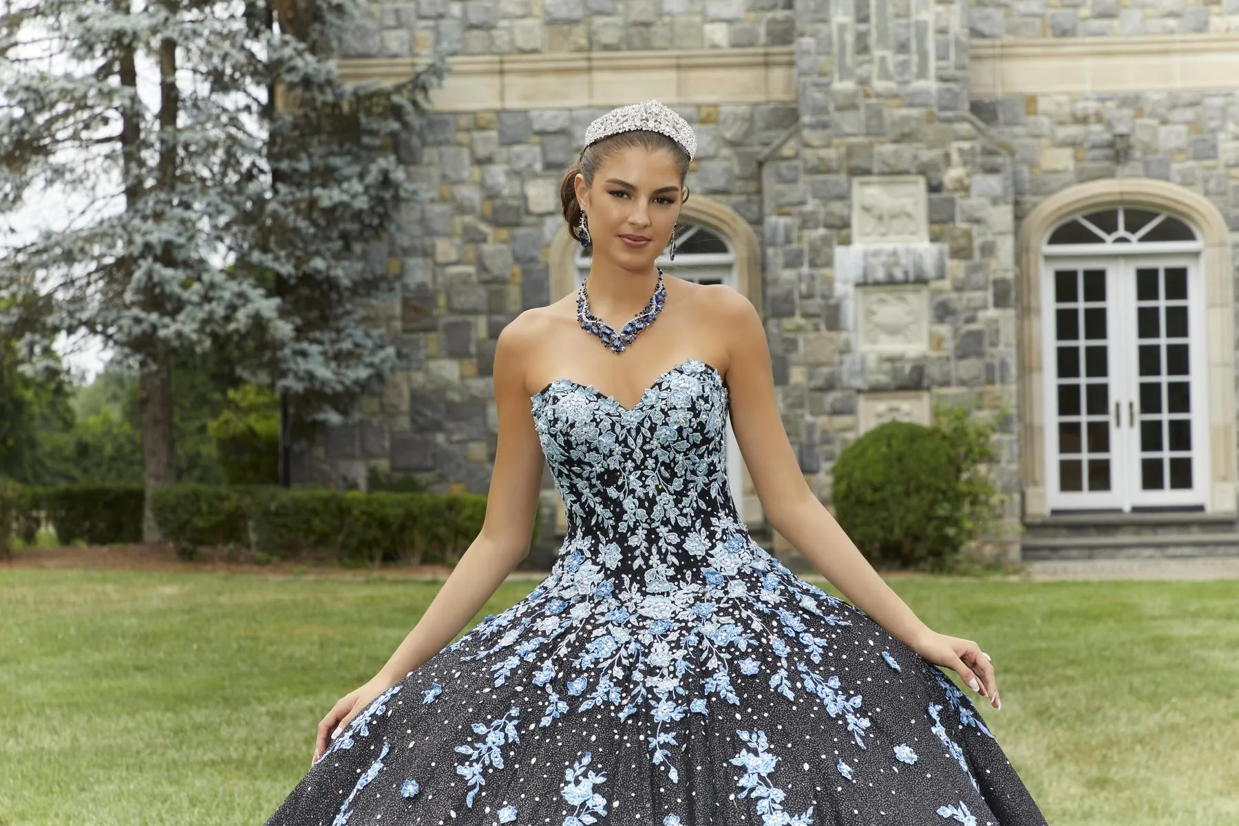 Vizcaya by Morilee Ombre Embroidered Quince Dress 89415 sold by Terry costa product image thumbnail 3