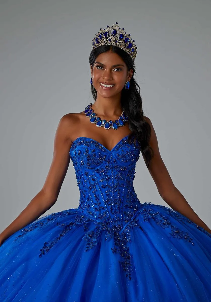 Vizcaya by Morilee Tulle Beaded Quince Dress 89451 sold by Terry costa product image thumbnail 3