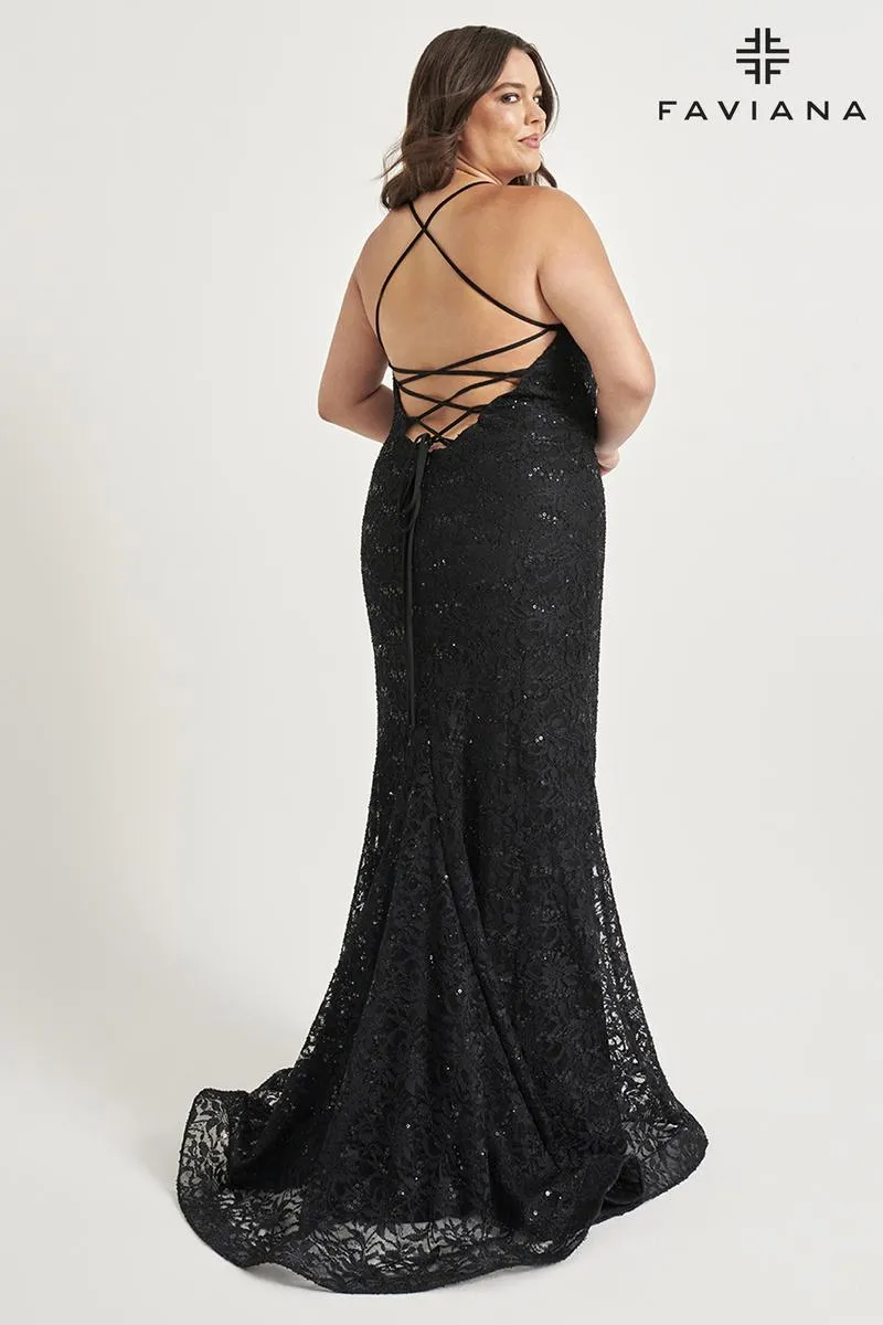 Faviana Lace Plus Size Prom Dress 9546 sold by Terry costa product image thumbnail 2