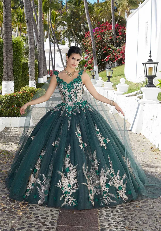 Vizcaya by Morilee Metallic Embroidered Quince Dress 89362 made by Mori Lee