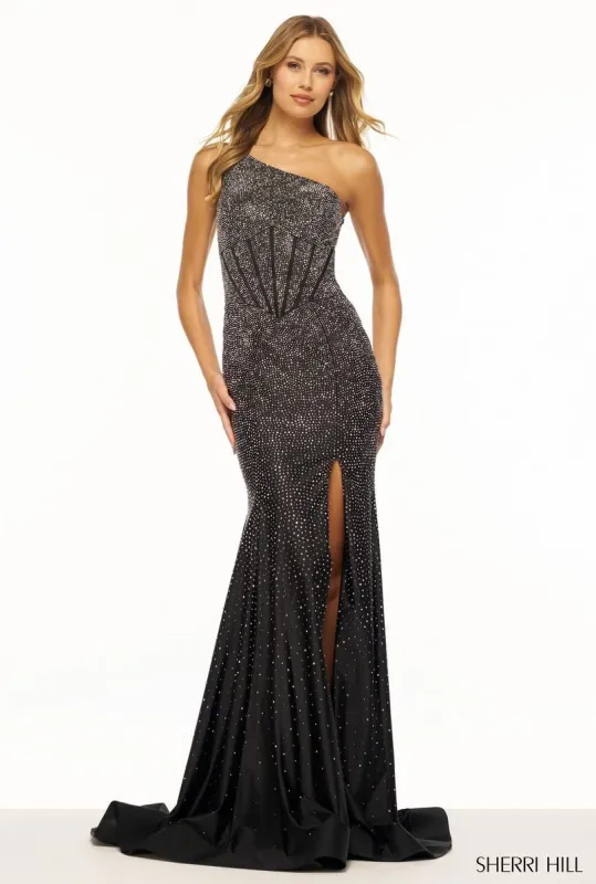 Sherri Hill One Shoulder Heat Stone Prom Dress 56181 sold by Terry costa