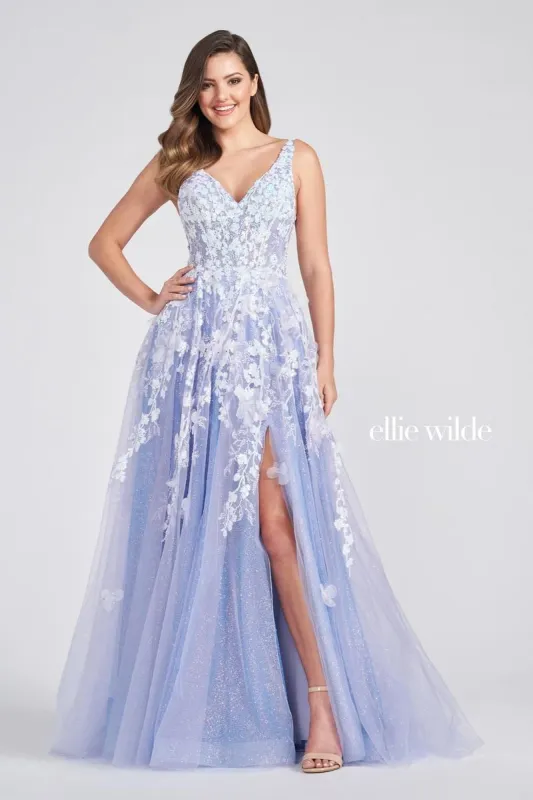 Ellie Wilde Long A-Line Lace Prom Dress EW122007 made by Terry costa