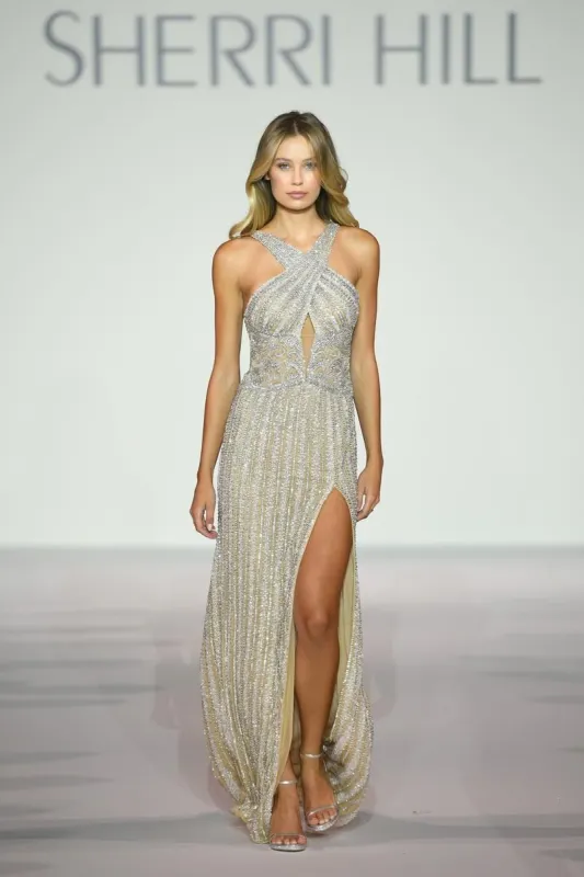 Sherri Hill 56386 Fully Beaded Long Halter Dress sold by Terry costa