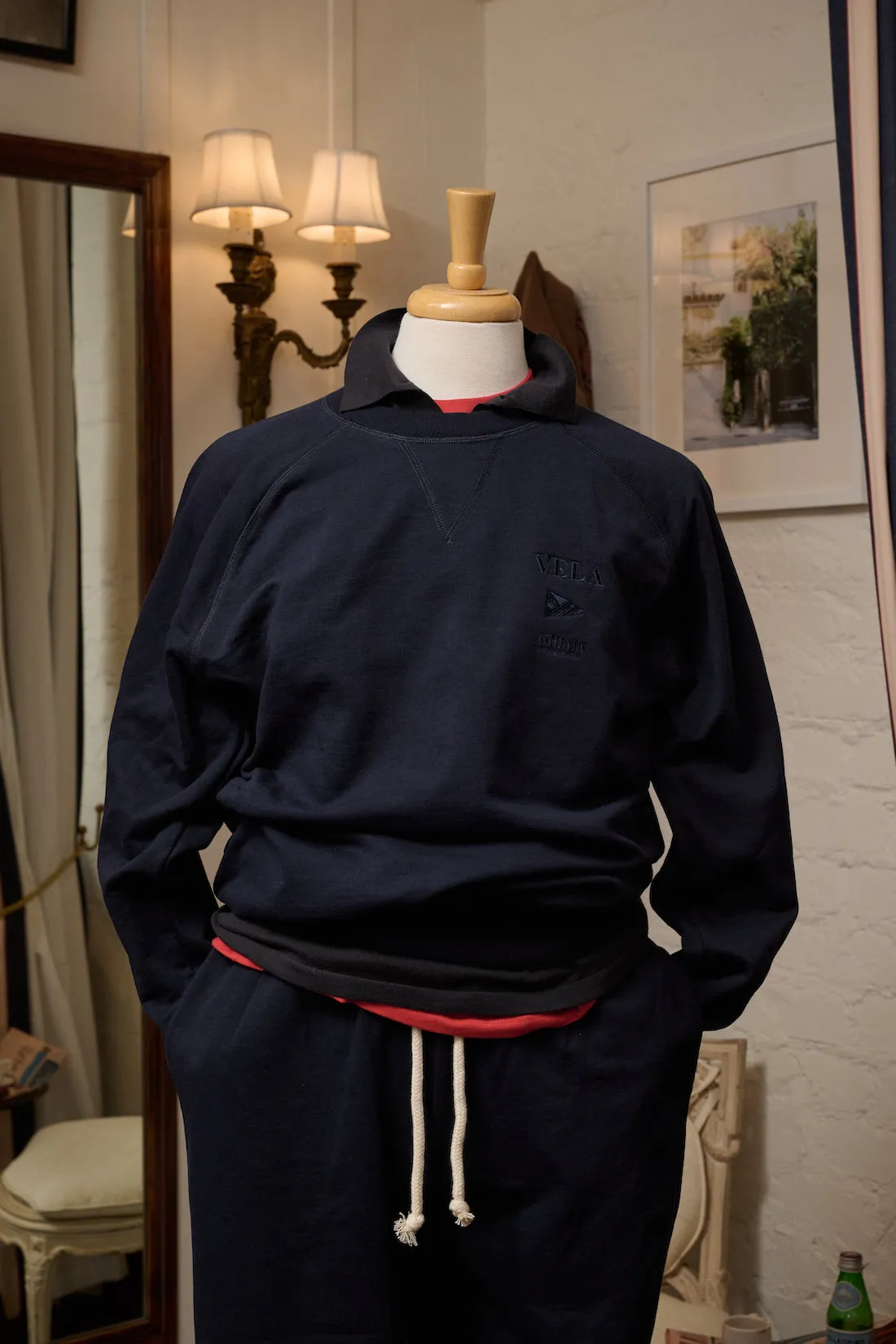 VELA Cotton Tonal Raglan Crewneck Sweatshirt sold by Ghiaia Cashmere product image thumbnail 3