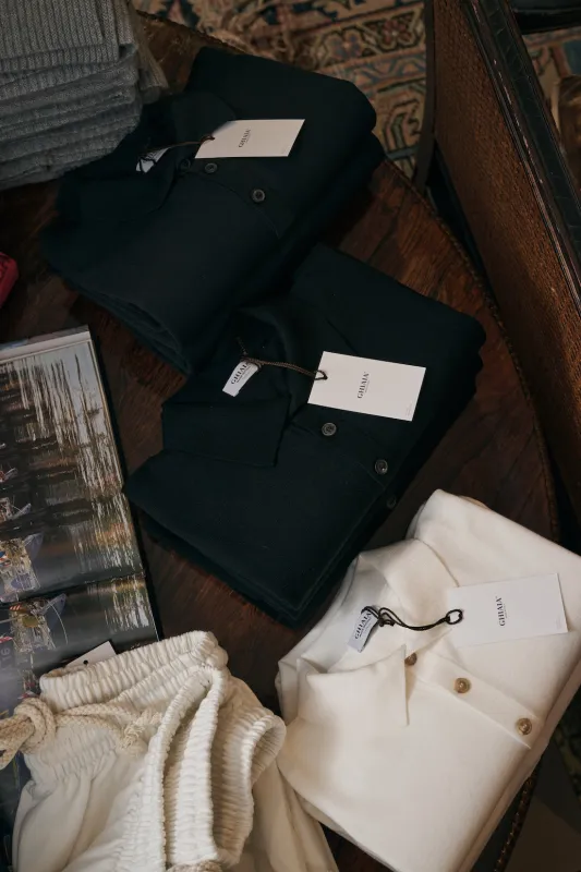 Cotton Fine Gauge Short Sleeves Knitted Polo sold by Ghiaia Cashmere