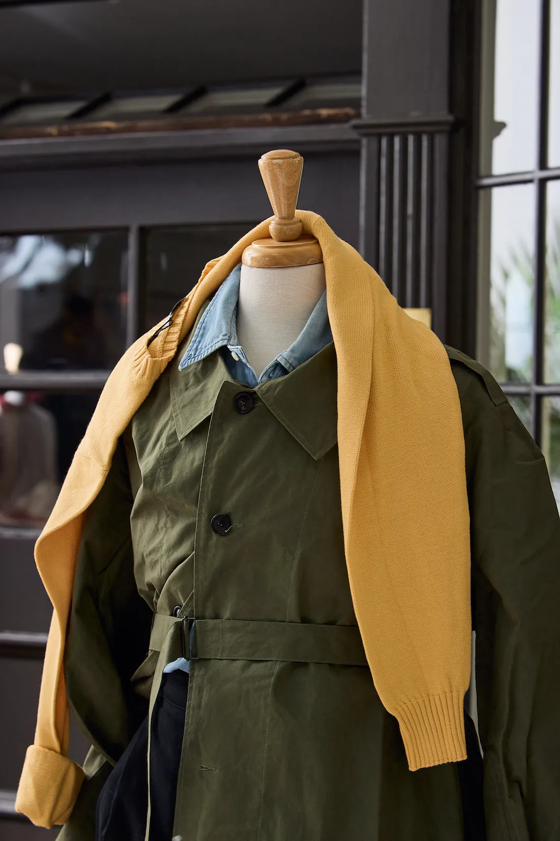 Waxed Cotton-Canvas Belted Trench Coat sold by Ghiaia Cashmere