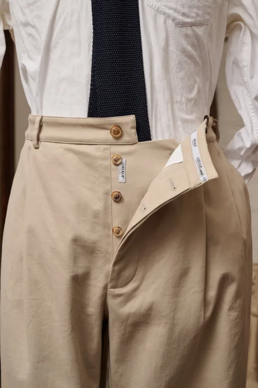Marinaio Cotton Double Pleated Pants made by Ghiaia Cashmere