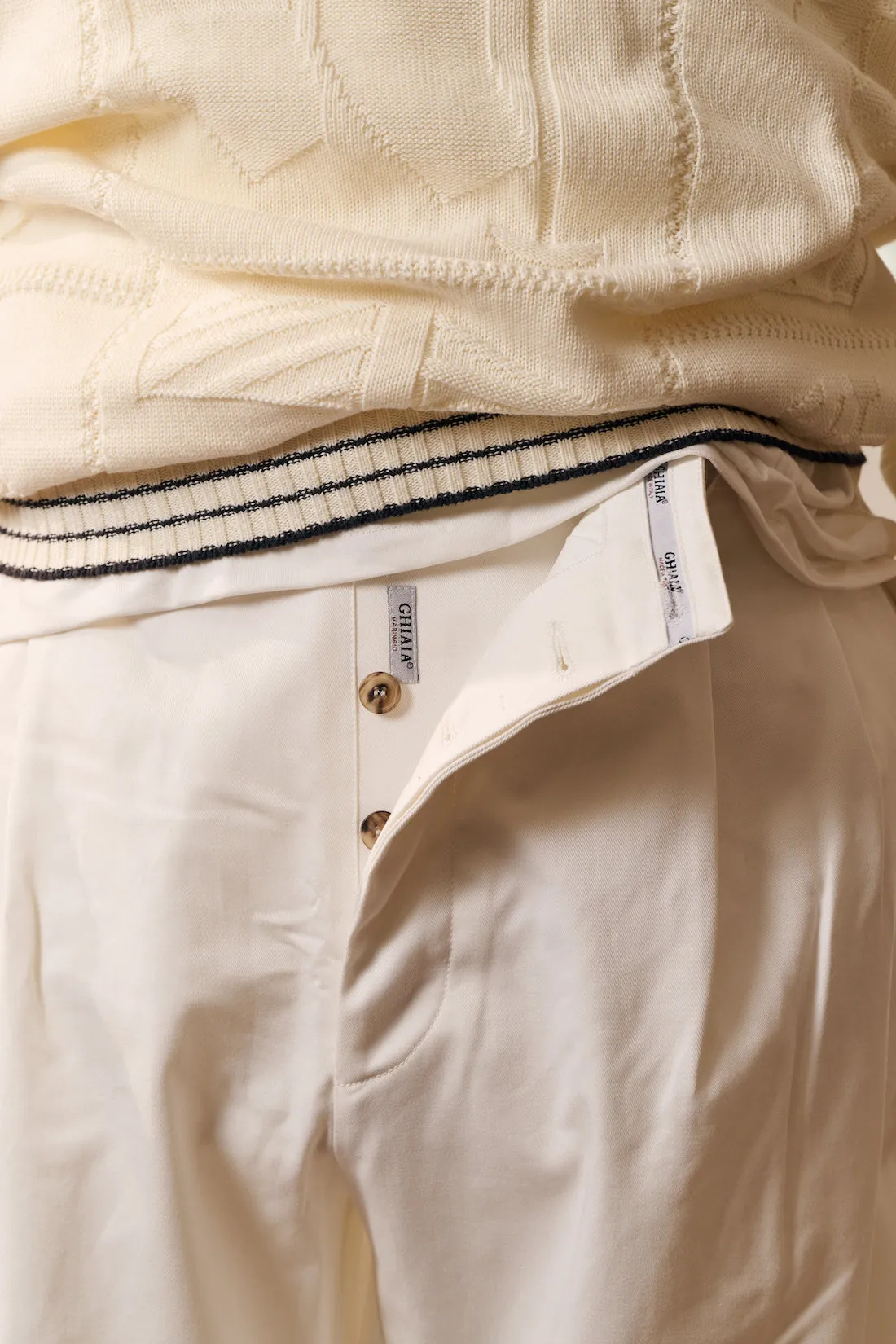 Marinaio Cotton Double Pleated Pants sold by Ghiaia Cashmere