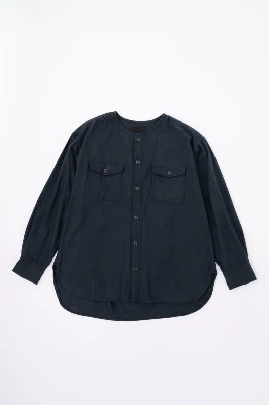 BRUSHED COTTON COLLARLESS SHIRT made by Yoko Sakamoto