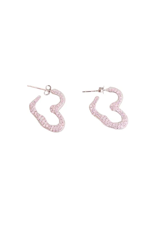 LIGHT PINK RHINESTONE HEART EARRINGS sold by Collina Strada