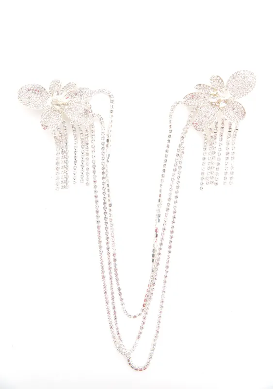 CLEAR FLOWER CHAIN PIN made by Collina Strada