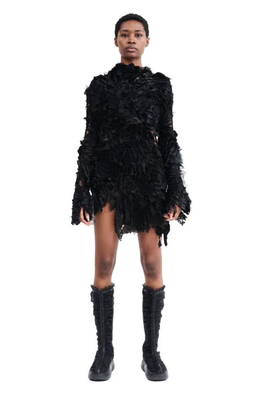 BLACK CHIRP MINI DRESS made by Collina Strada