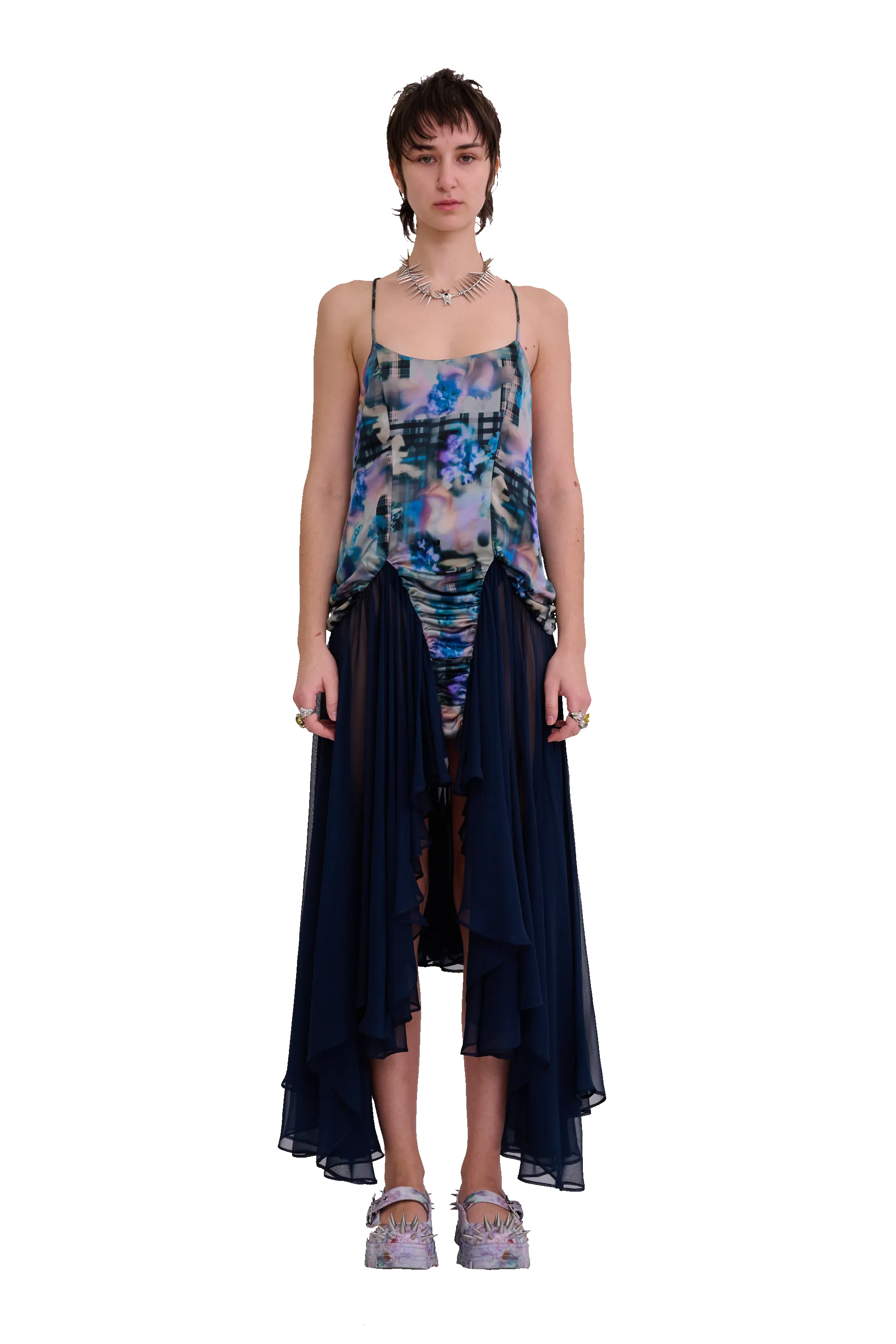 NAVY GARDEN BLUR MAGNOLIA DRESS sold by Collina Strada