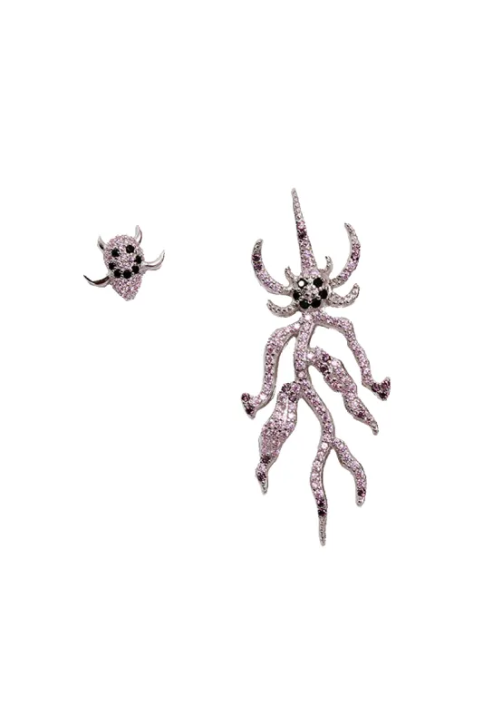 LIGHT ROSE SPIKE MONSTER MIX EARRING made by Collina Strada