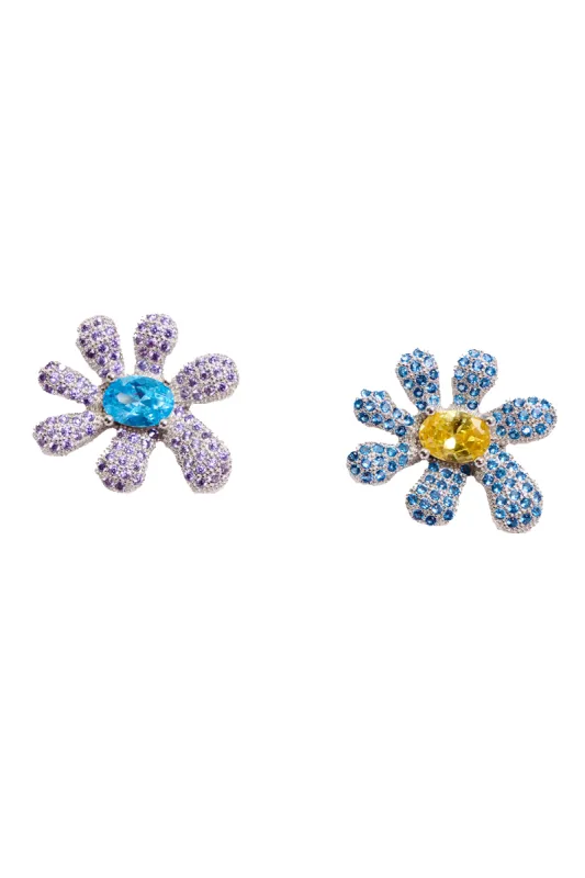 AQUAMARINE & AMETHYST SQUASHED BLOSSOM EARRING sold by Collina Strada