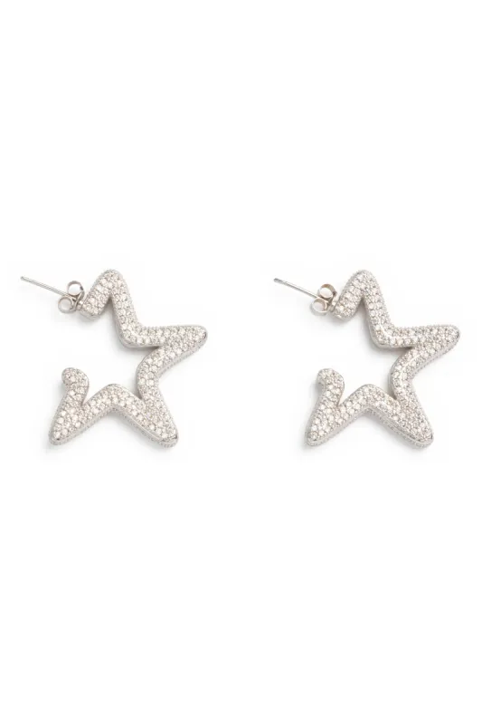 CRYSTAL CLEAR SUPER STAR HOOPS  sold by Collina Strada