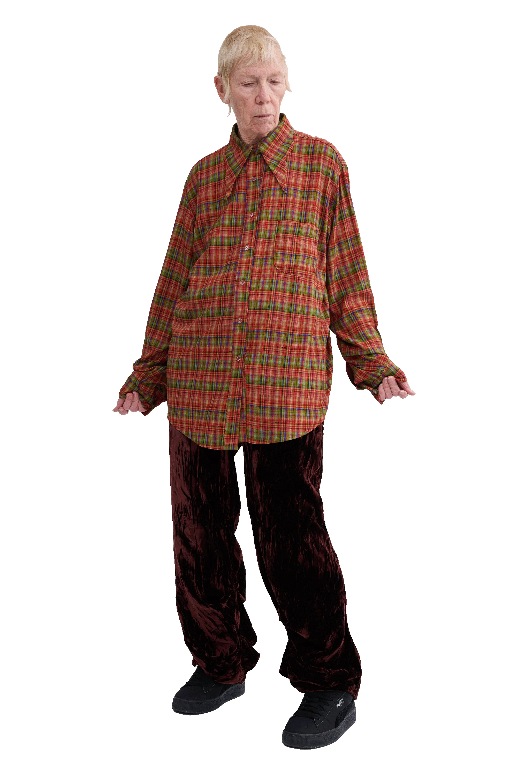 RED PLAID BAT BUTTON UP sold by Collina Strada product image thumbnail 5
