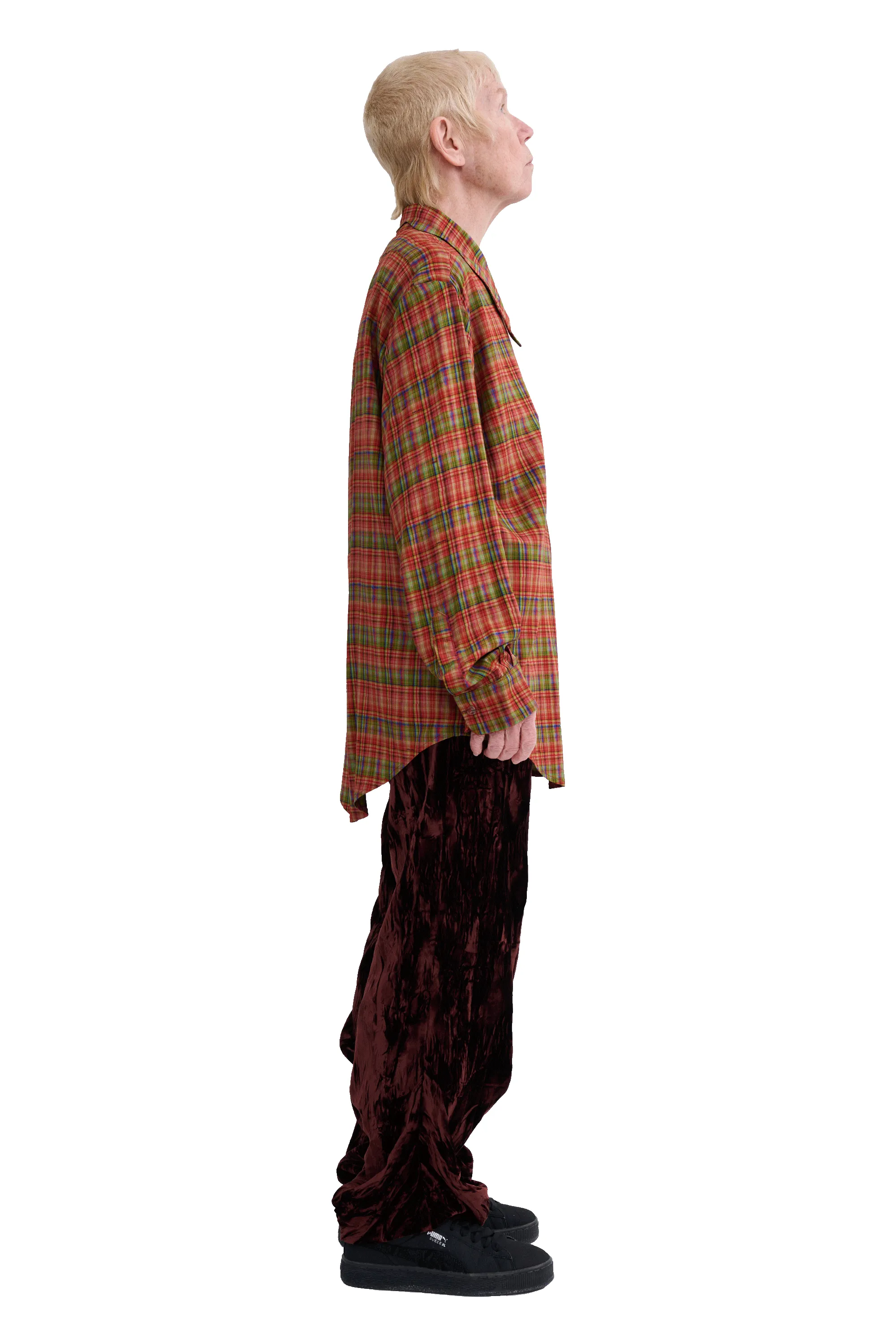 RED PLAID BAT BUTTON UP sold by Collina Strada product image thumbnail 3