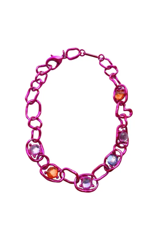 PINK GEMSTONE CRUSHED CHAIN NECKLACE sold by Collina Strada