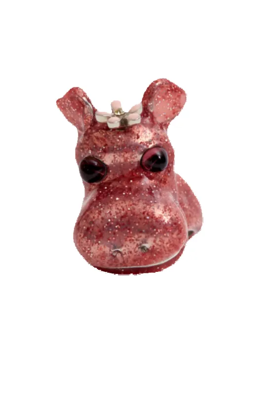 PINK GLITTER HIPPO RING made by Collina Strada