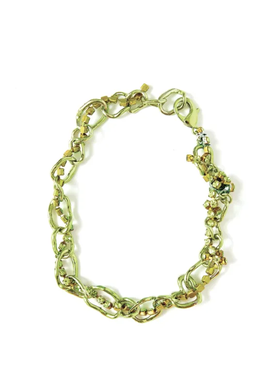 METALLIC LIME  MULTI RHINESTONE CRUSHED CHAIN NECKLACE sold by Collina Strada
