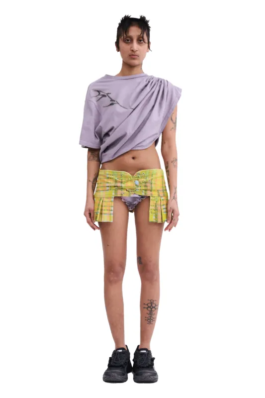 LIME PLAID CORDUROY BUNGEE BELT made by Collina Strada