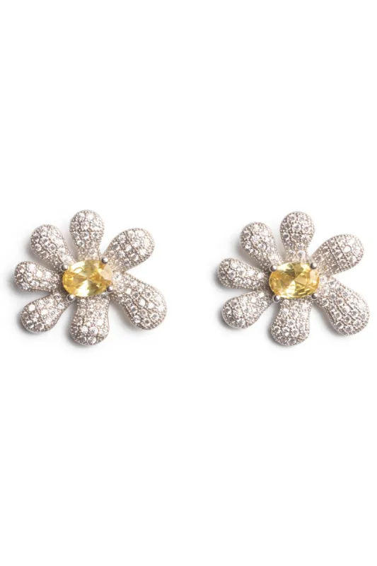 CANARY CRYSTAL PAVE SQUASHED BLOSSOM EARRING sold by Collina Strada