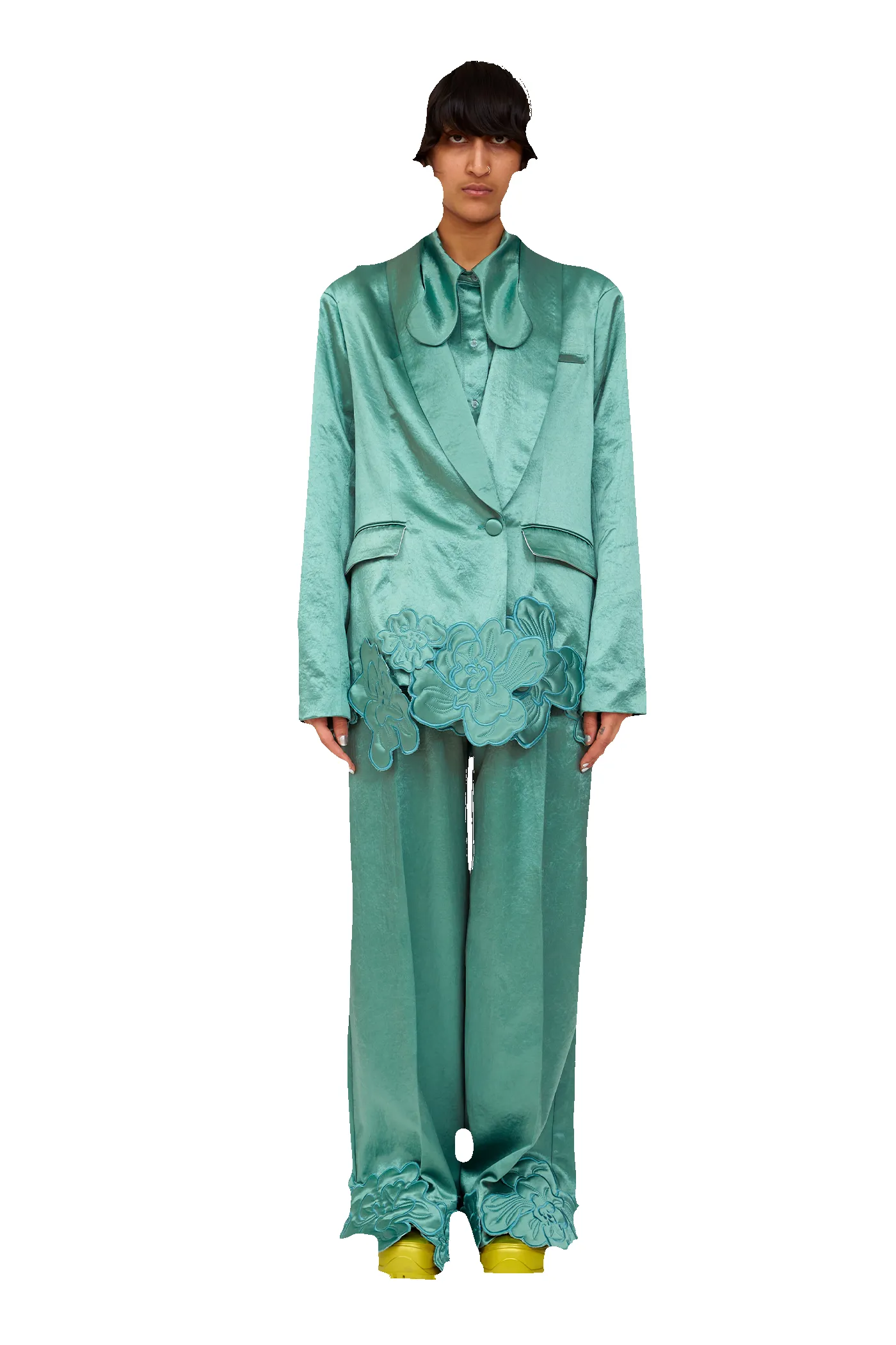 SAGE GREEN RIBBIT BLAZER sold by Collina Strada
