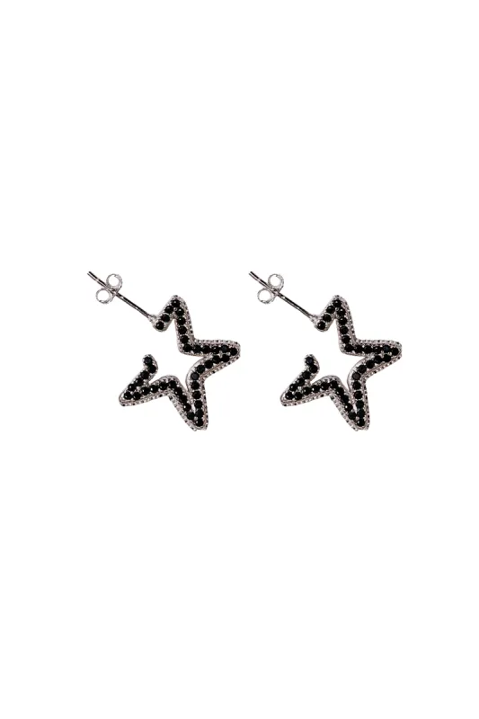 BLACK DIAMOND RHINESTONE STAR EARRINGS sold by Collina Strada