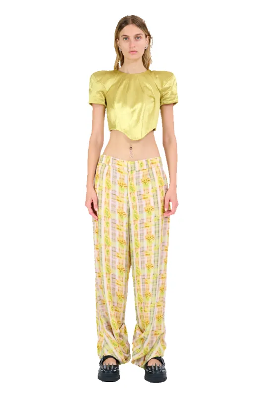 YELLOW BOXER PLAID DANTE TROUSER made by Collina Strada