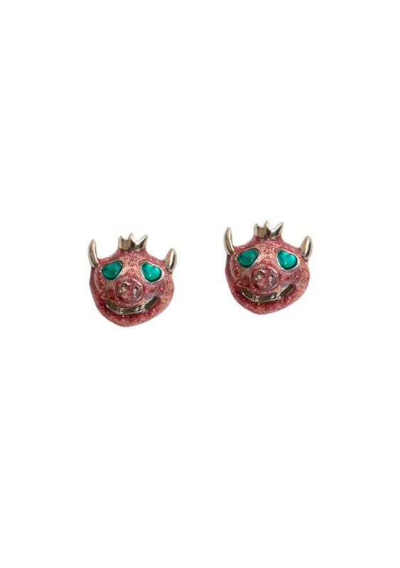 PINK GLITTER MUNSTER EARRINGS made by Collina Strada