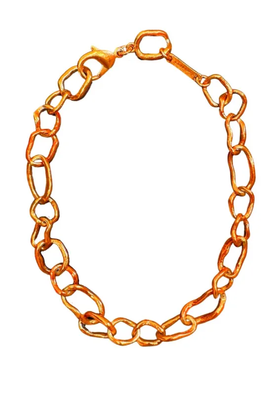 ORANGE CRUSHED CHAIN NECKLACE made by Collina Strada