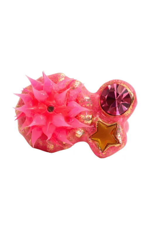 GOLD PINK SPECK CANDY SPIKE RING made by Collina Strada