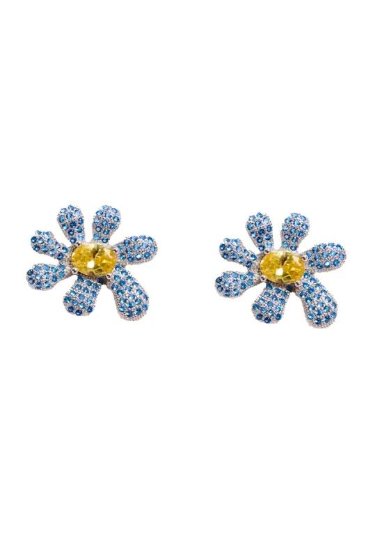 AQUAMARINE PAVE SQUASHED BLOSSOM EARRING sold by Collina Strada