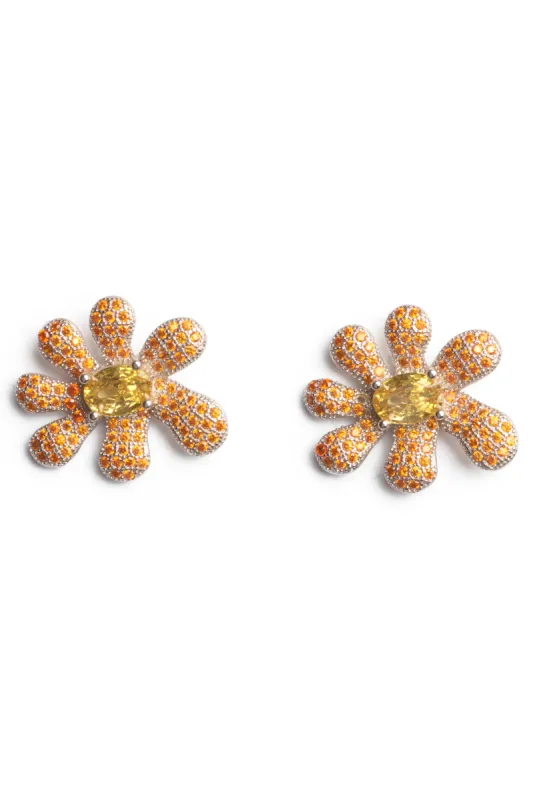 TOPAZ PAVE SQUASHED BLOSSOM EARRING sold by Collina Strada