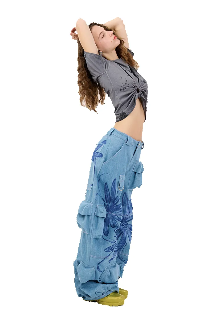 FLOWER BURST BLUE GARDEN CARGO PANT sold by Collina Strada product image thumbnail 2