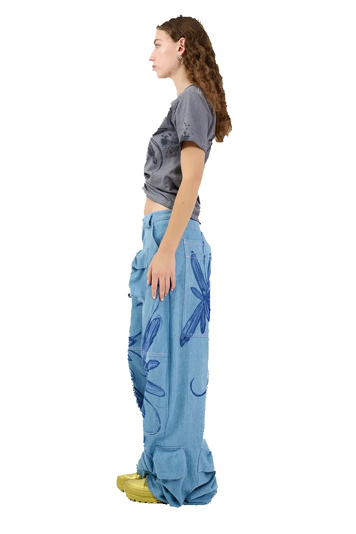 FLOWER BURST BLUE GARDEN CARGO PANT sold by Collina Strada product image thumbnail 4