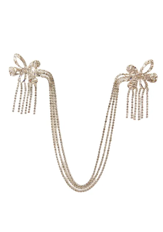 SILVER RHINESTONE FLOWER CHAIN PIN sold by Collina Strada