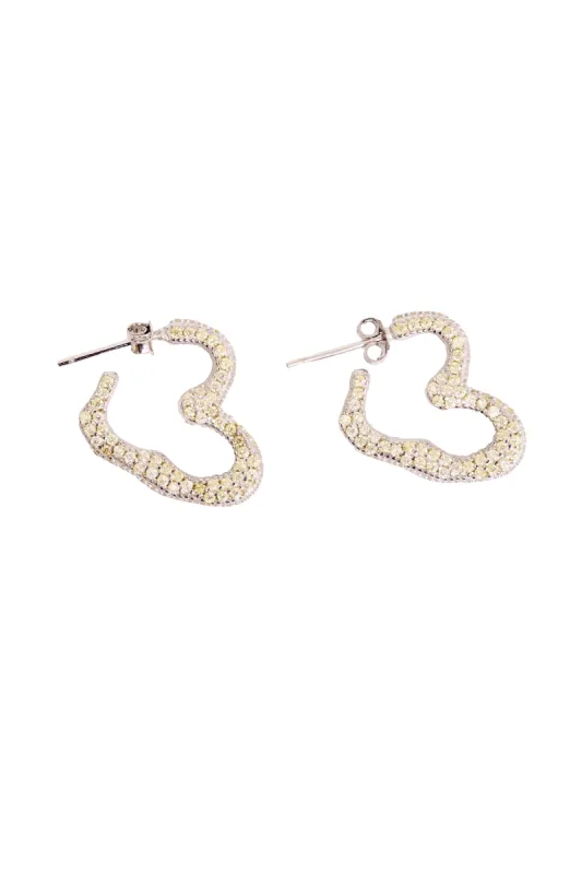 CHAMPAGNE RHINESTONE HEART EARRINGS sold by Collina Strada