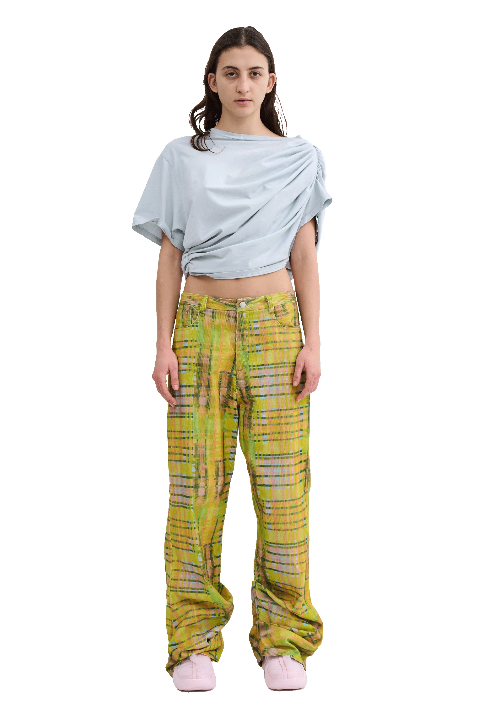 DUSTY BLUE EVA DRAPED TEE sold by Collina Strada