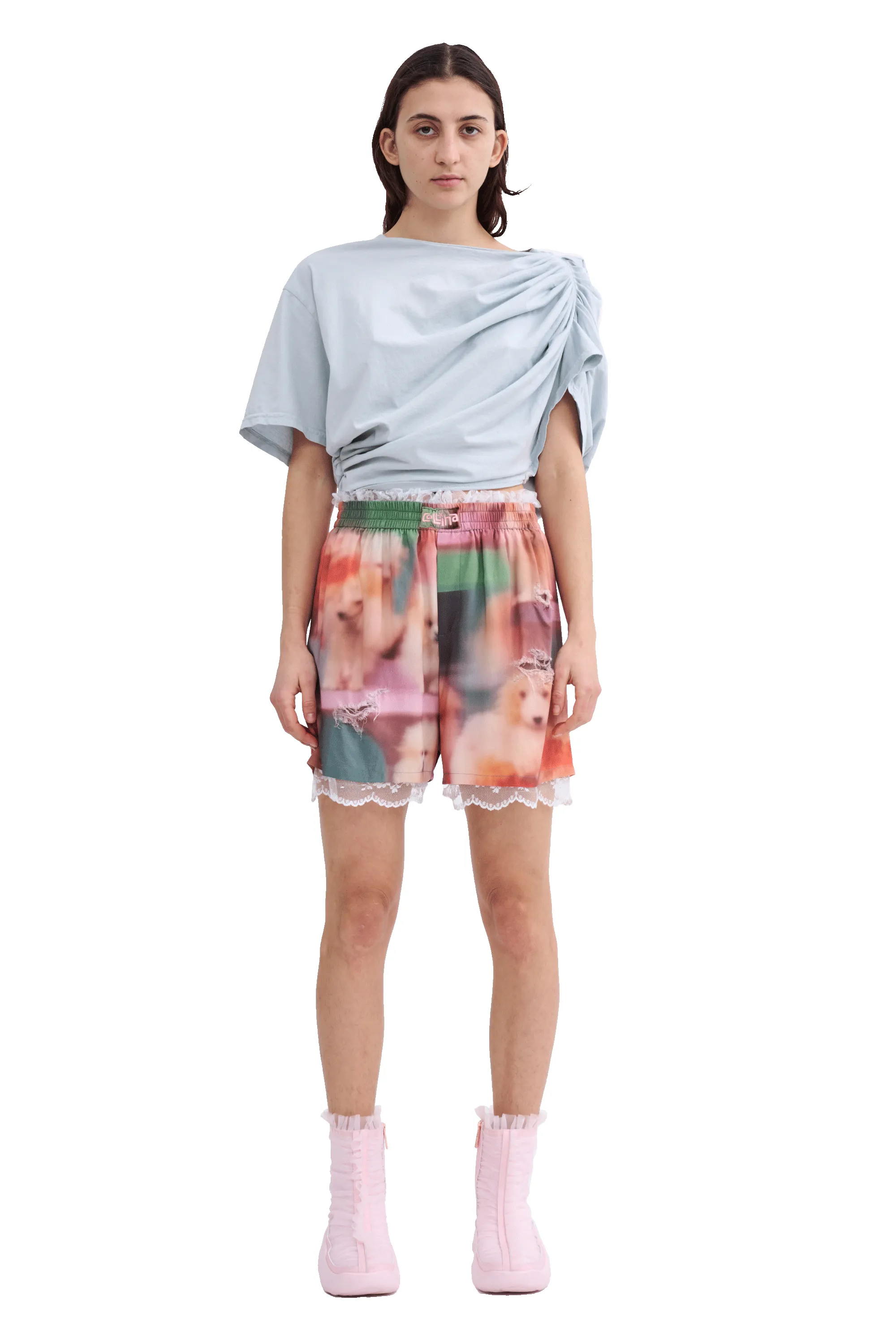 DUSTY BLUE EVA DRAPED TEE sold by Collina Strada product image thumbnail 2