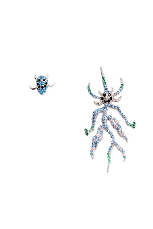 AQUAMARINE SPIKE MONSTER MIX EARRING sold by Collina Strada