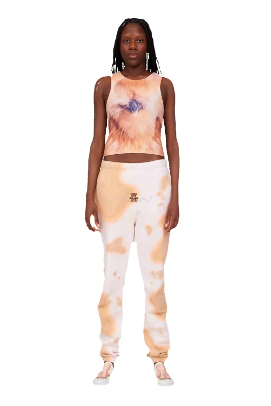 BEIGE COW RHINESTONE SWEATPANT made by Collina Strada