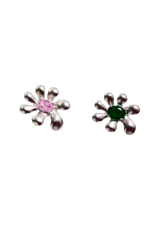 LIGHT ROSE-EMERALD SQUASHED BLOSSOM EARRING sold by Collina Strada